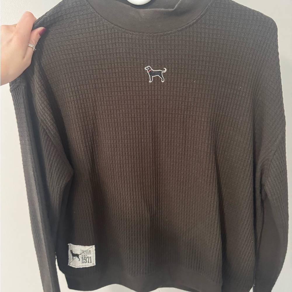The Black Dog Dark Brown Crewneck Waffle Knit Thermal